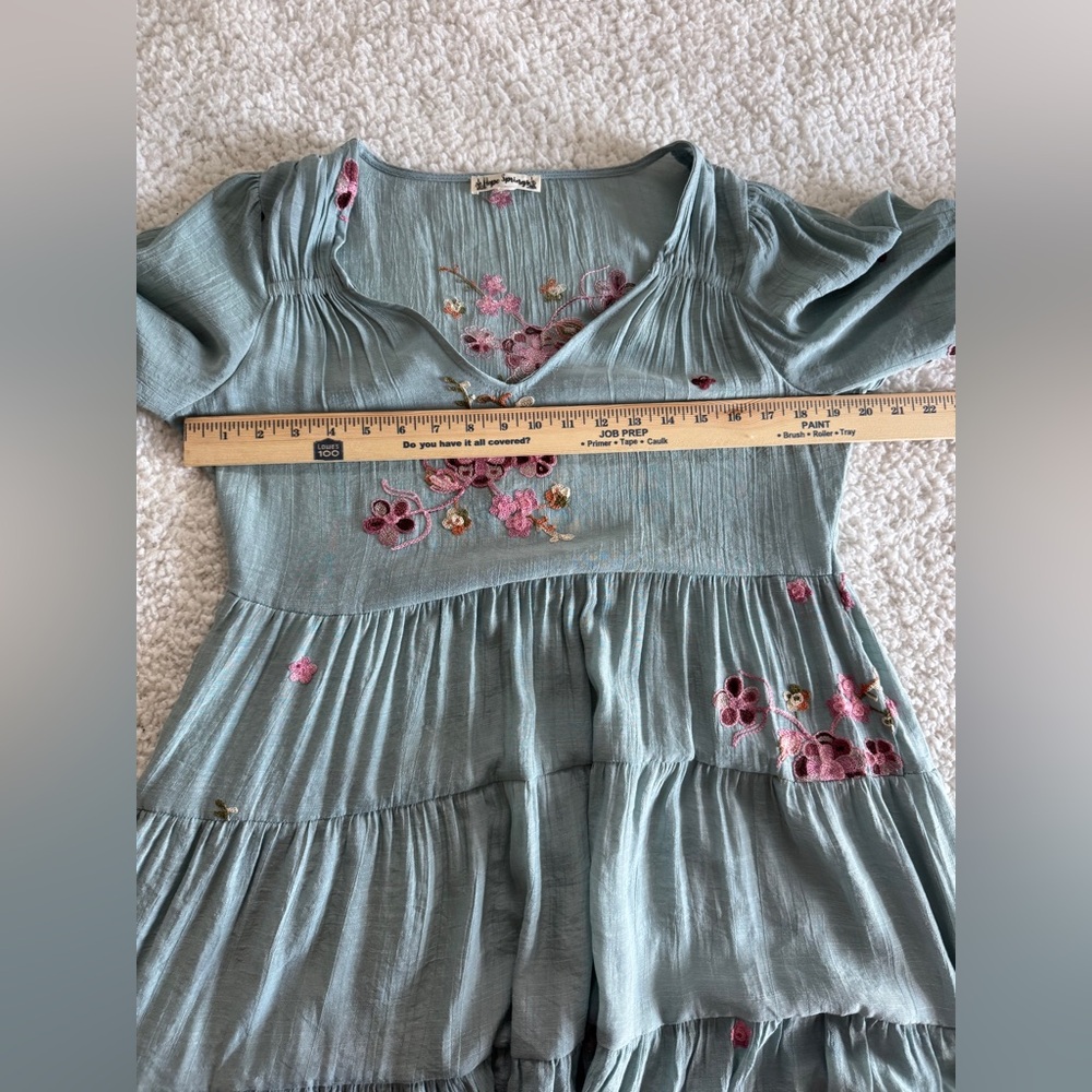 Hope Springs Floral‎ Embroidered Blue Dress Medium Boho Chic! Cottagecore - Picture 7 of 9